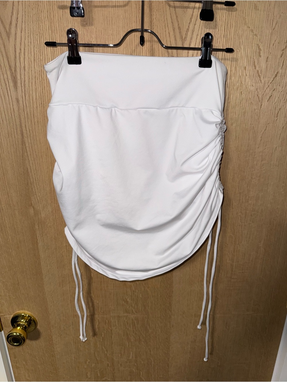 SHEIN White Ruched Drawstring Mini Skirt medium
